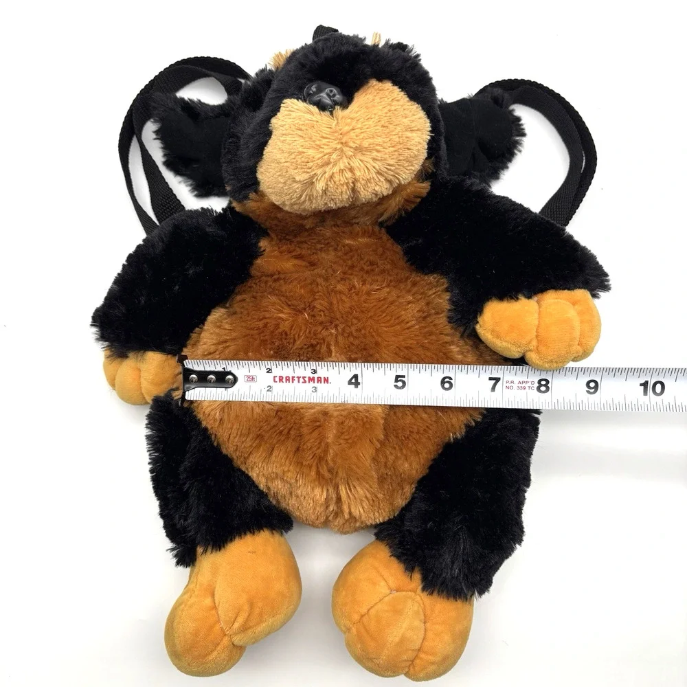 2016 Calplush Rottweiler Dog Black & Brown Super Soft Kids Backpack 14x8x3